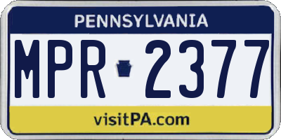 PA license plate MPR2377