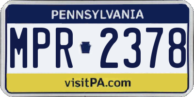 PA license plate MPR2378