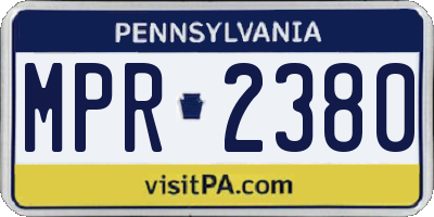 PA license plate MPR2380