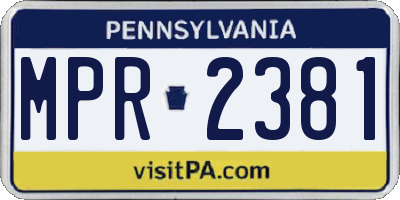 PA license plate MPR2381