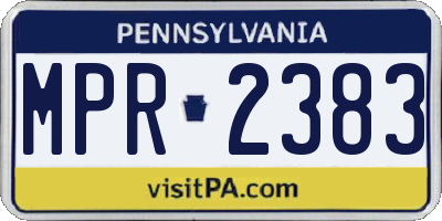 PA license plate MPR2383