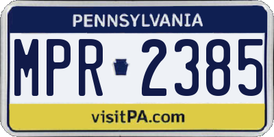 PA license plate MPR2385