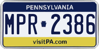 PA license plate MPR2386