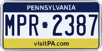 PA license plate MPR2387