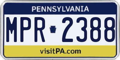 PA license plate MPR2388