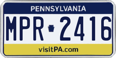 PA license plate MPR2416