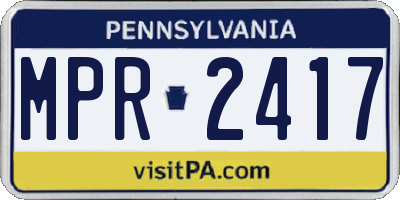 PA license plate MPR2417