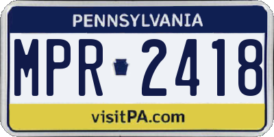 PA license plate MPR2418