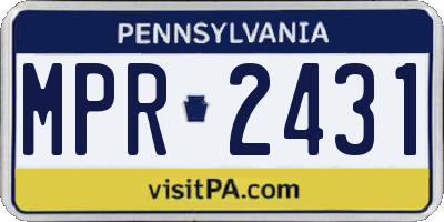 PA license plate MPR2431
