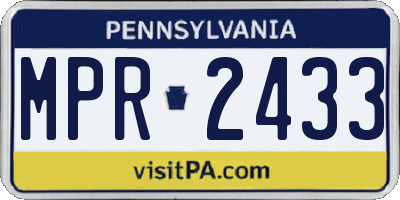 PA license plate MPR2433