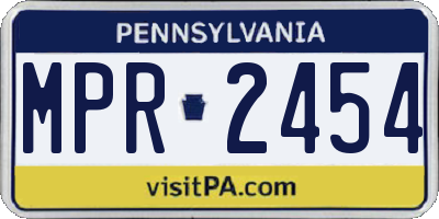 PA license plate MPR2454