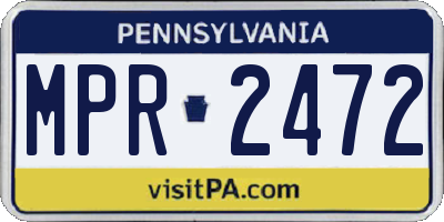 PA license plate MPR2472