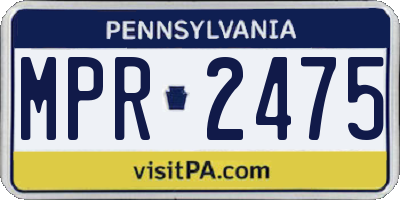 PA license plate MPR2475