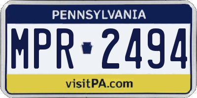 PA license plate MPR2494