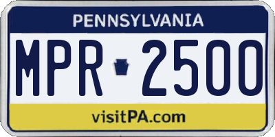 PA license plate MPR2500