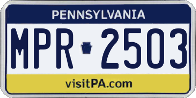 PA license plate MPR2503