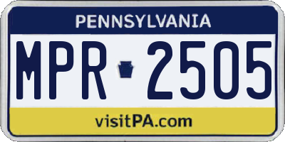 PA license plate MPR2505