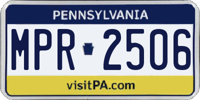 PA license plate MPR2506