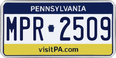 PA license plate MPR2509