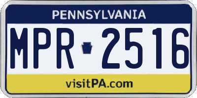 PA license plate MPR2516