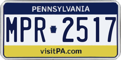 PA license plate MPR2517
