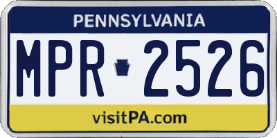 PA license plate MPR2526