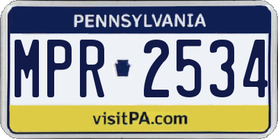 PA license plate MPR2534