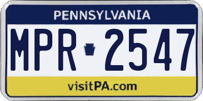 PA license plate MPR2547
