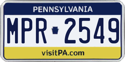 PA license plate MPR2549