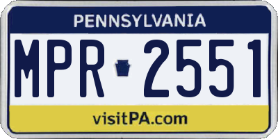 PA license plate MPR2551