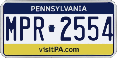 PA license plate MPR2554