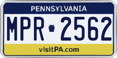 PA license plate MPR2562