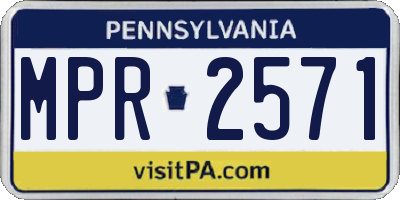 PA license plate MPR2571