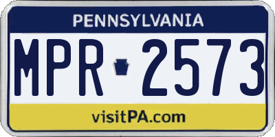 PA license plate MPR2573