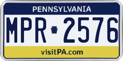 PA license plate MPR2576