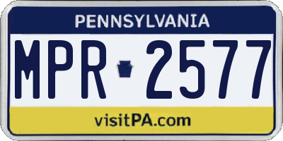 PA license plate MPR2577