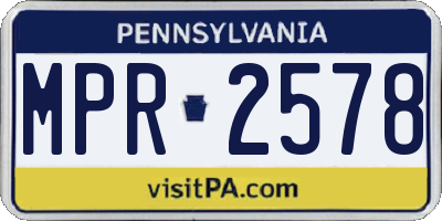 PA license plate MPR2578