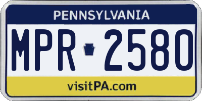 PA license plate MPR2580