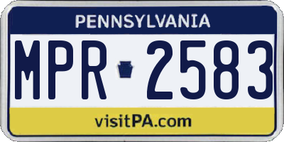 PA license plate MPR2583