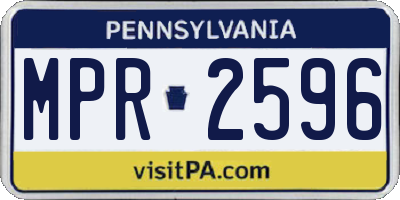 PA license plate MPR2596