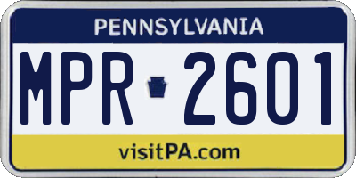 PA license plate MPR2601