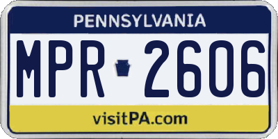PA license plate MPR2606
