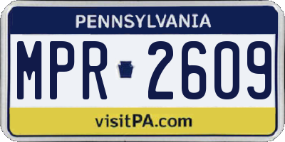 PA license plate MPR2609