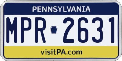 PA license plate MPR2631