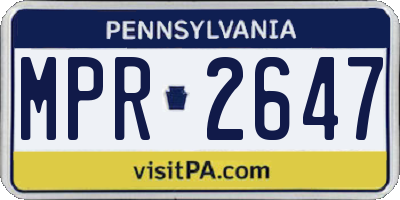 PA license plate MPR2647