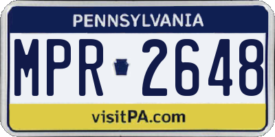 PA license plate MPR2648