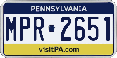 PA license plate MPR2651