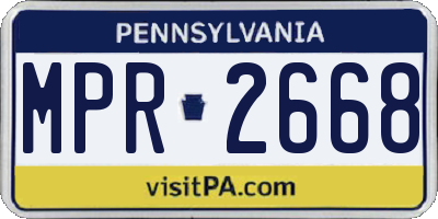 PA license plate MPR2668