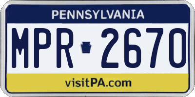 PA license plate MPR2670