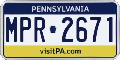 PA license plate MPR2671